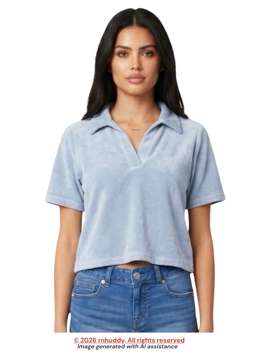 Aritzia Wilfred Free XS Pastel Blue French Terry Popsicle Polo